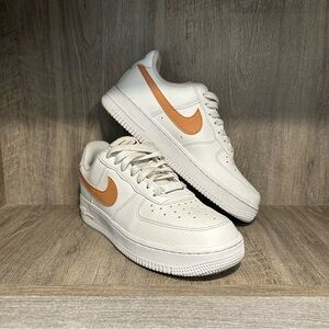 Nike Air Force 1 Low White & Tan Sneakers Size US 7 Women’s